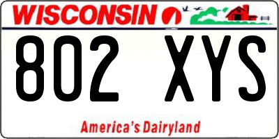 WI license plate 802XYS