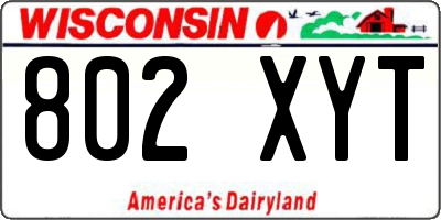 WI license plate 802XYT