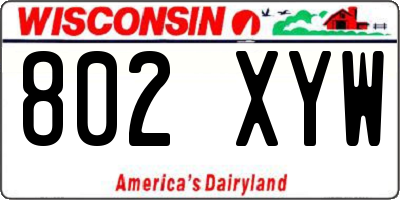 WI license plate 802XYW