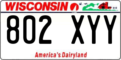 WI license plate 802XYY