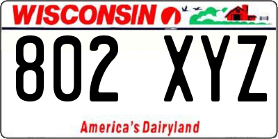 WI license plate 802XYZ