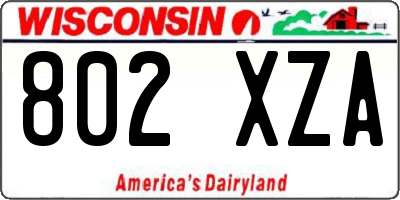 WI license plate 802XZA