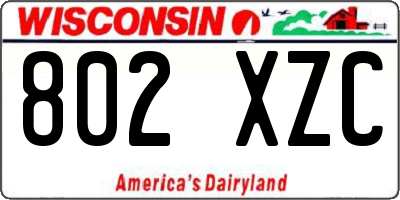 WI license plate 802XZC