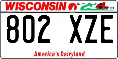 WI license plate 802XZE