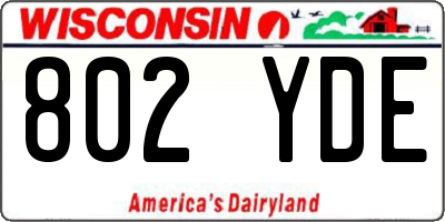 WI license plate 802YDE
