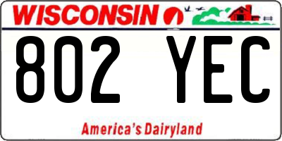WI license plate 802YEC
