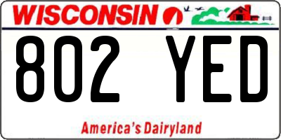 WI license plate 802YED