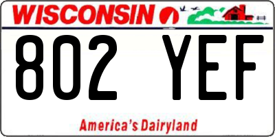 WI license plate 802YEF