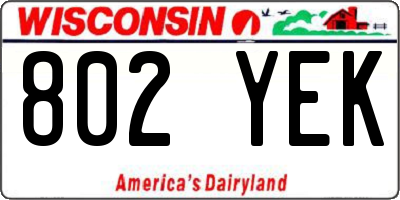 WI license plate 802YEK