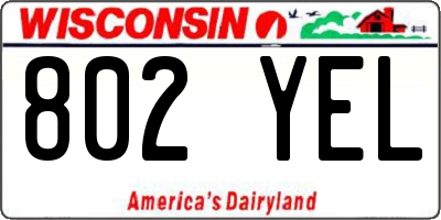 WI license plate 802YEL