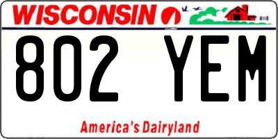 WI license plate 802YEM