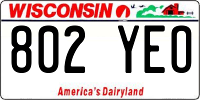 WI license plate 802YEO