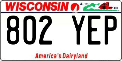 WI license plate 802YEP