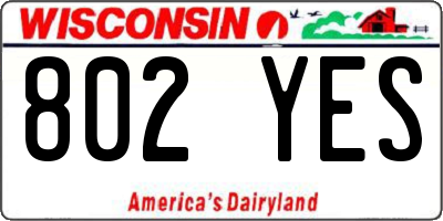 WI license plate 802YES