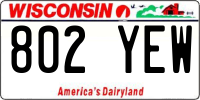 WI license plate 802YEW