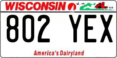 WI license plate 802YEX