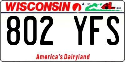 WI license plate 802YFS