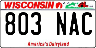 WI license plate 803NAC