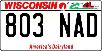 WI license plate 803NAD