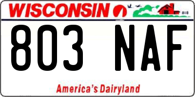 WI license plate 803NAF