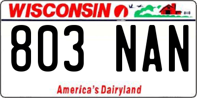 WI license plate 803NAN