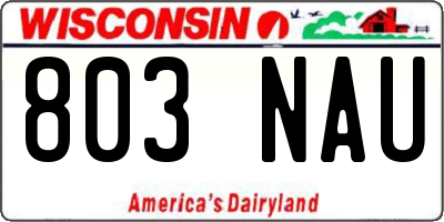 WI license plate 803NAU