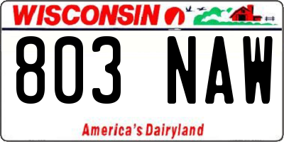 WI license plate 803NAW