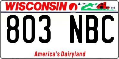 WI license plate 803NBC