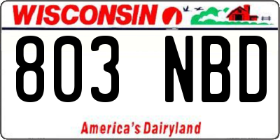WI license plate 803NBD
