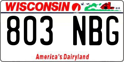 WI license plate 803NBG