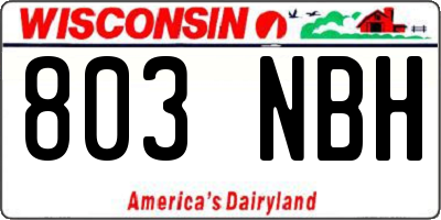 WI license plate 803NBH