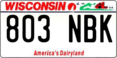 WI license plate 803NBK