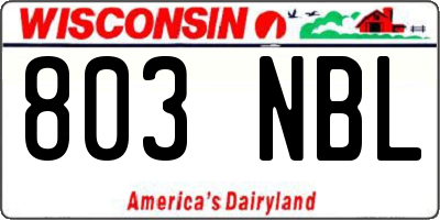 WI license plate 803NBL