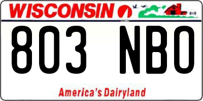 WI license plate 803NBO