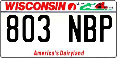 WI license plate 803NBP