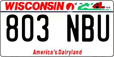 WI license plate 803NBU