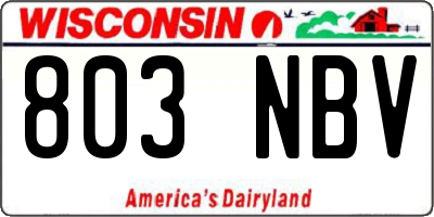 WI license plate 803NBV