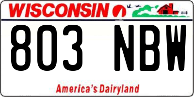 WI license plate 803NBW