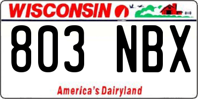 WI license plate 803NBX