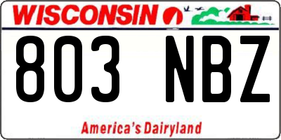 WI license plate 803NBZ