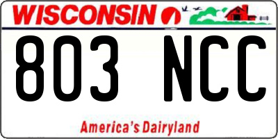 WI license plate 803NCC