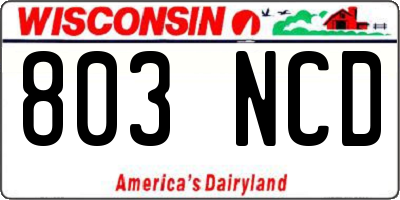 WI license plate 803NCD