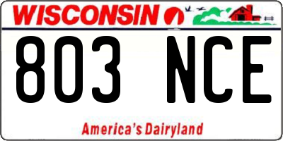 WI license plate 803NCE