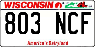 WI license plate 803NCF