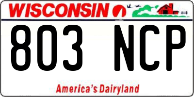 WI license plate 803NCP
