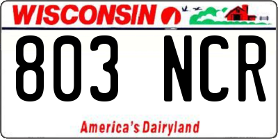 WI license plate 803NCR