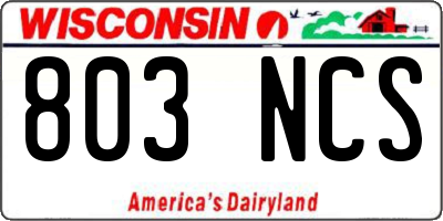 WI license plate 803NCS