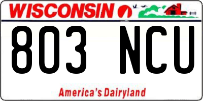 WI license plate 803NCU