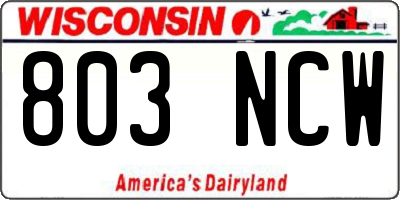 WI license plate 803NCW