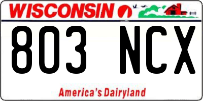 WI license plate 803NCX